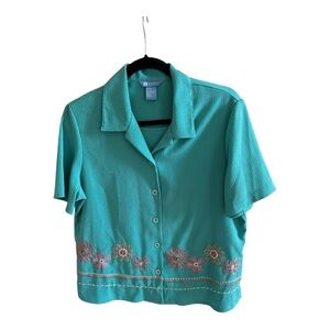 Vintage Koret floral embroidered‎ top
